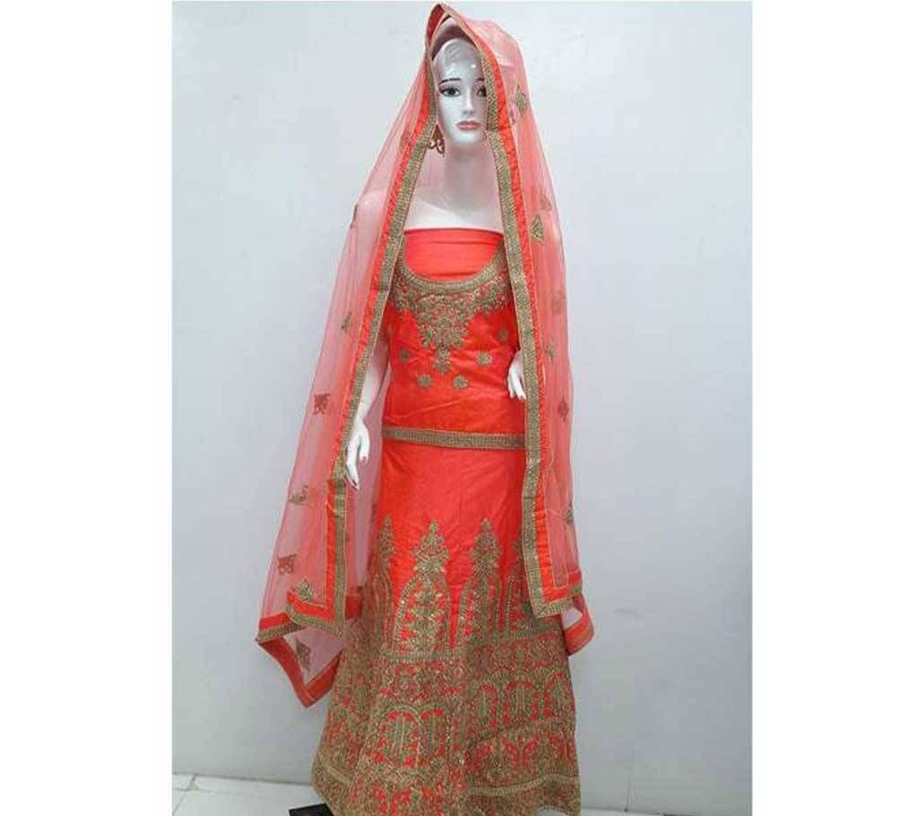 Indian Semi Stitched Embroidered Art Silk Lehenga