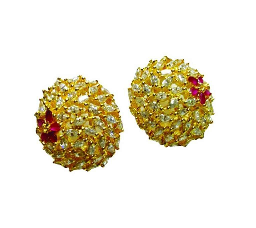 Gold Plated Diamond Cut Ear Ring-224