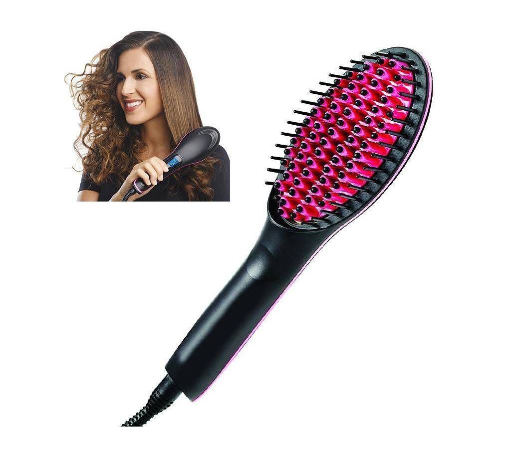 Simply Straight Ceramic Brush Hair Straightener, Black