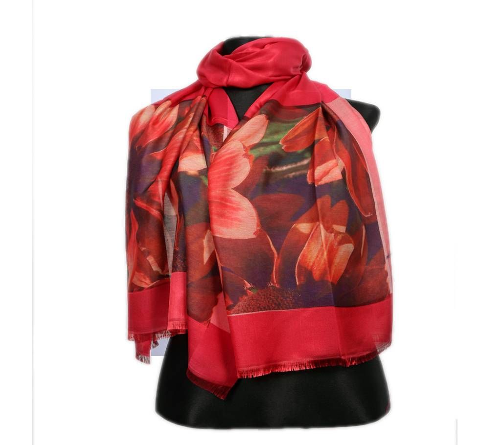 Floral Print Silk Hijab For Women