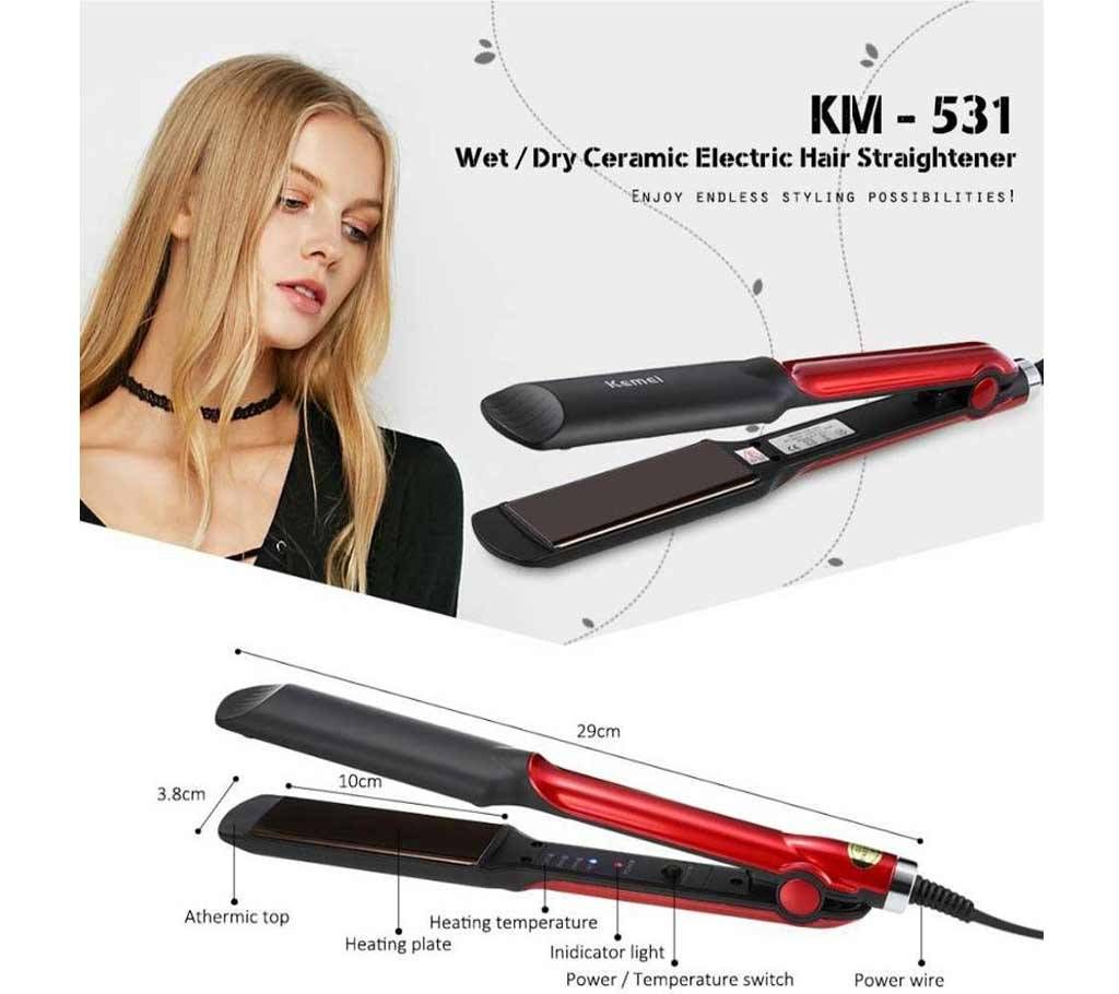 Kemei KM-531 Hair Straightener & Curling Iron