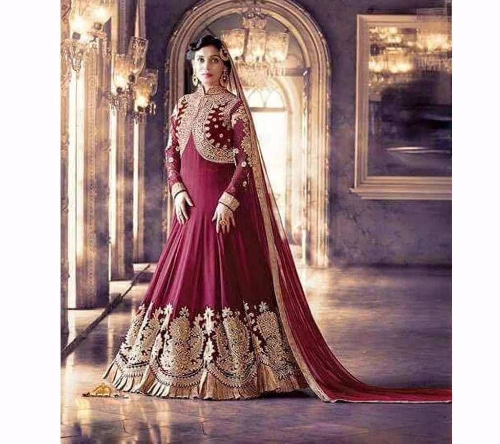 Semi-Stitched Georgette Embroidery Three Pcs (Copy)