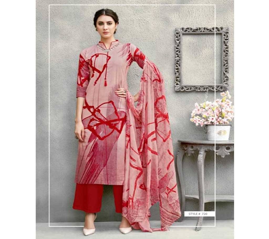 Unstitched Indian Catalog Cotton Three Piece For Women