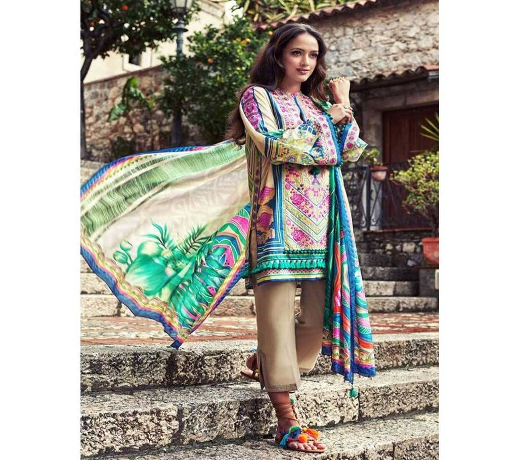 Unstitched Embroidery Lawn Salwar Kameez