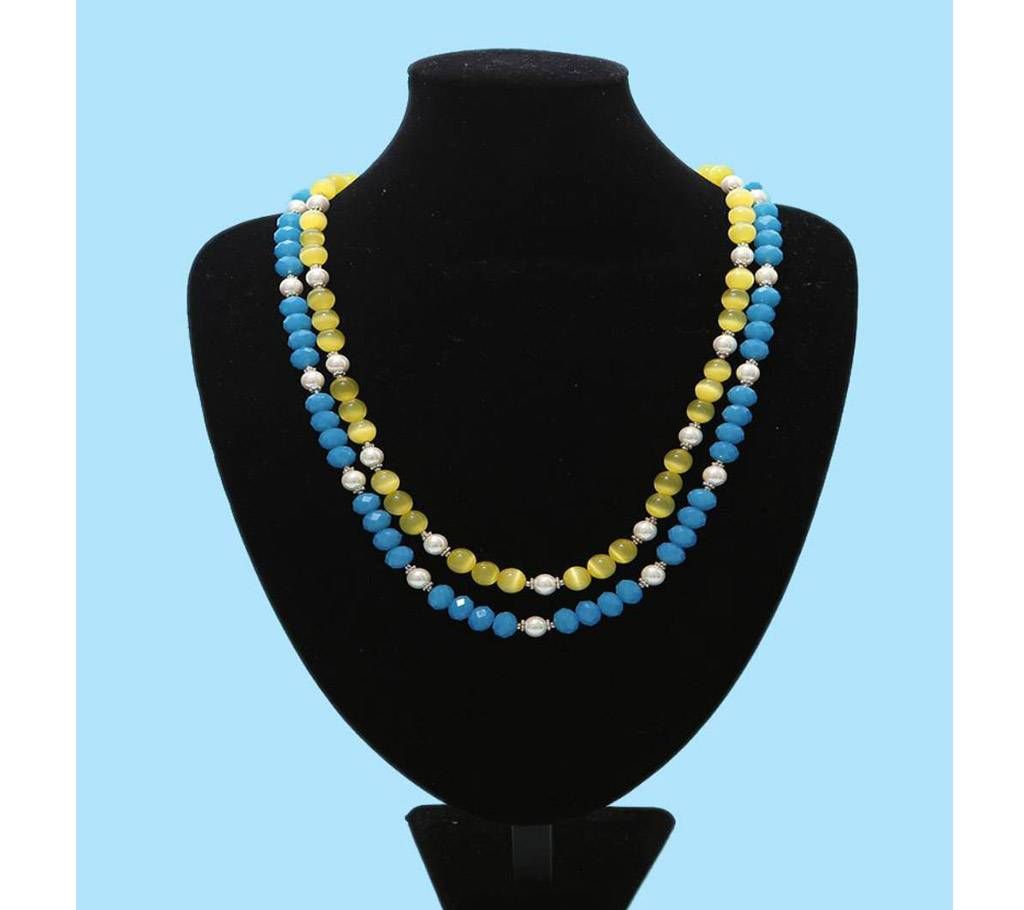 Turquoise Yellow Stone White Pearl Necklace