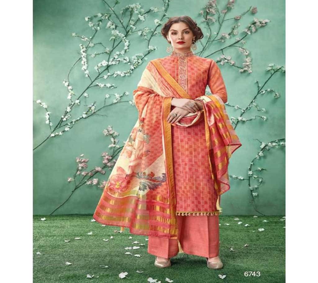 Jinaam Roma Labiba Unstitched Printed Linen Three Piece