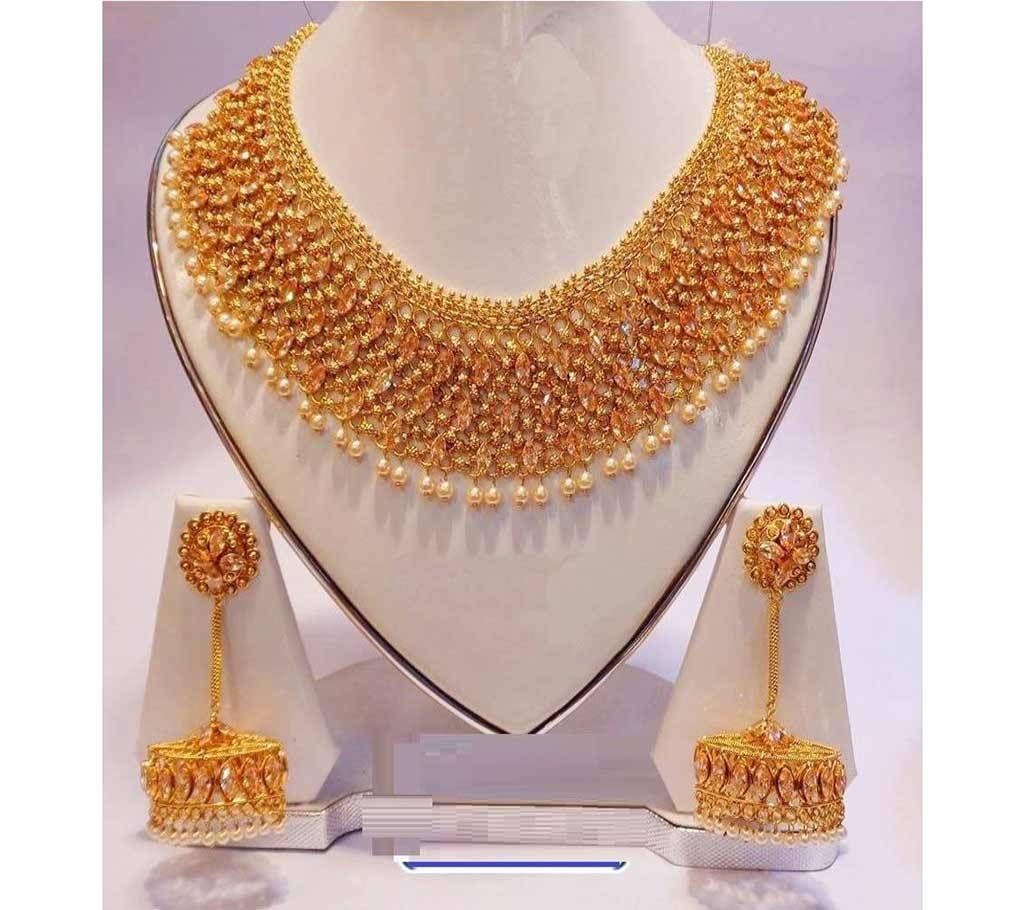 Matching Ear jomka with Gold Plated Necklace