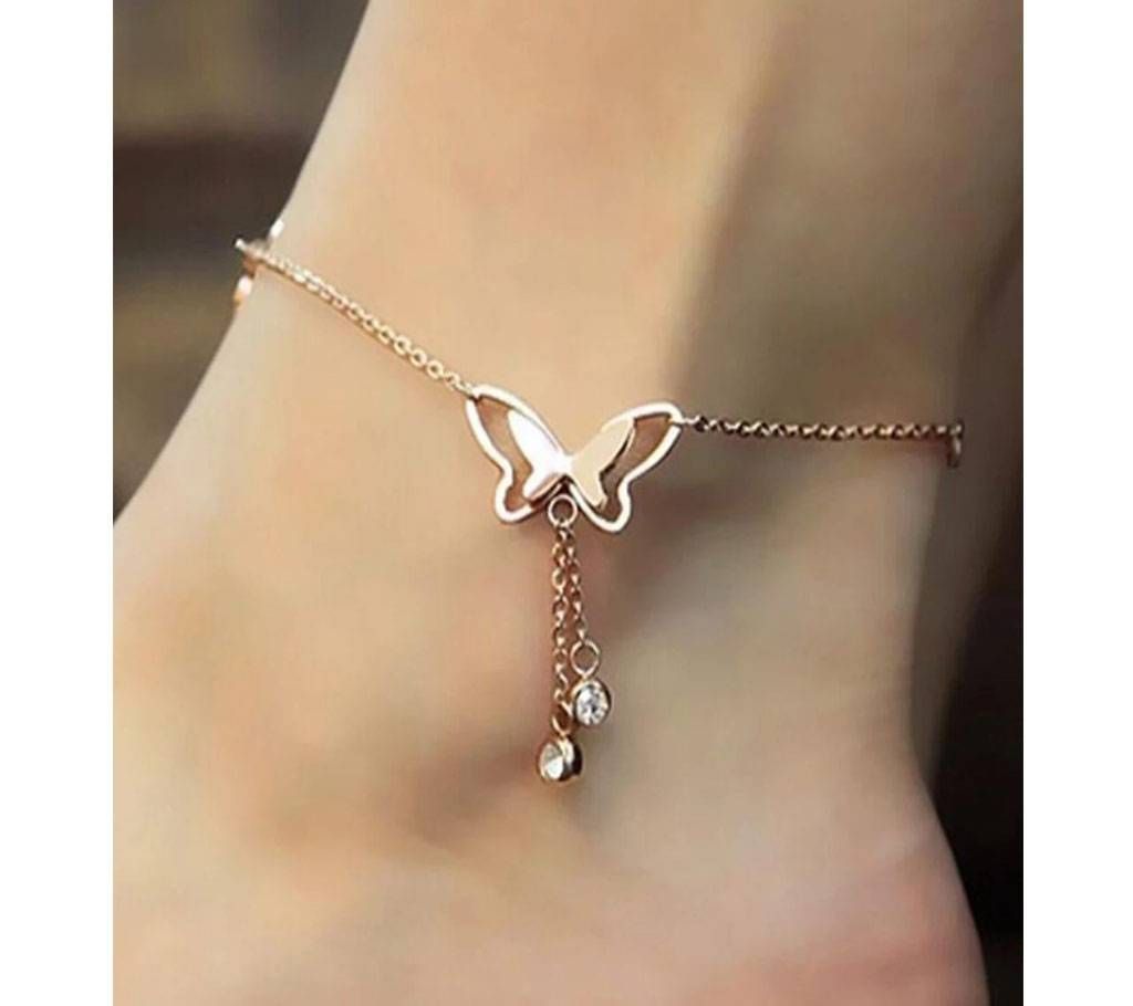 Butterfly Pendant Anklets Foot Chain Summer Yoga Beach Leg Bracelet Handmade Anklet Rose Gold Color Jewelry