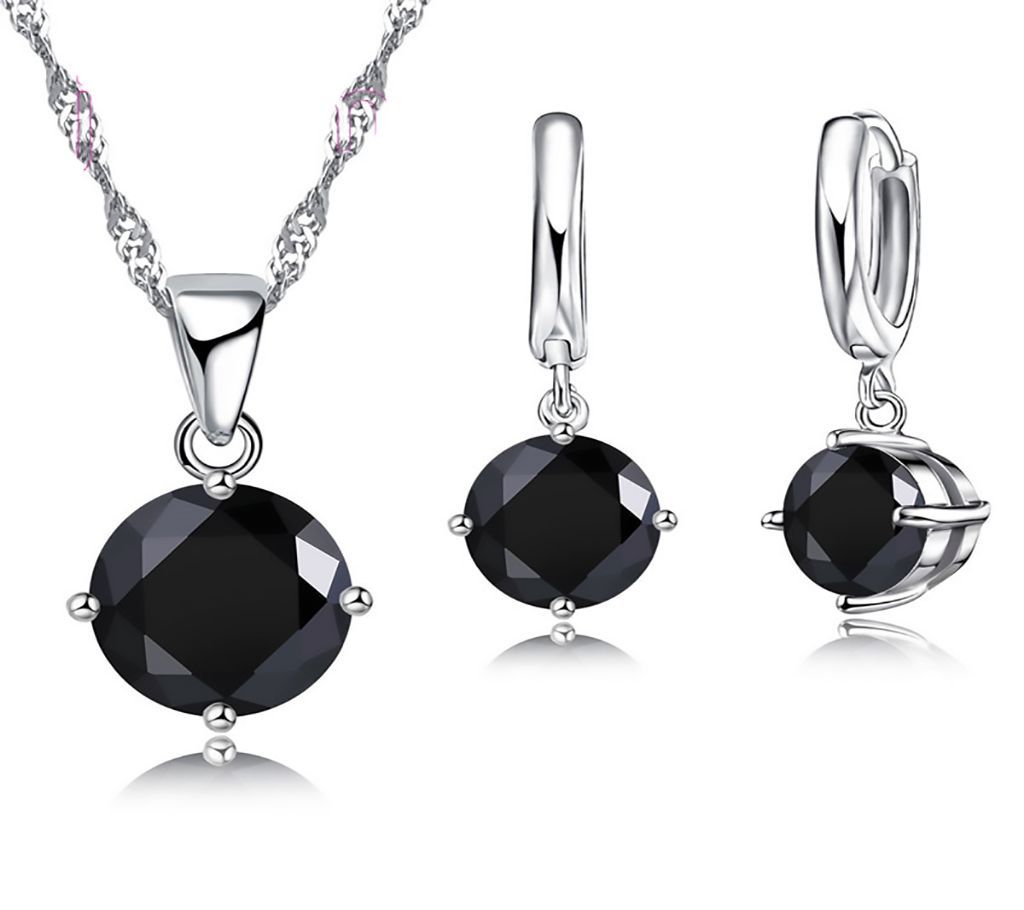 Black Stone Setting Pendant Set