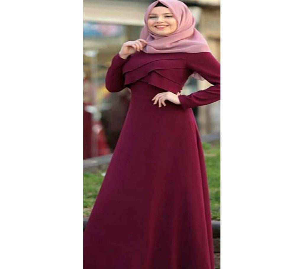 Maroon Georgette/China linen Borka For Women