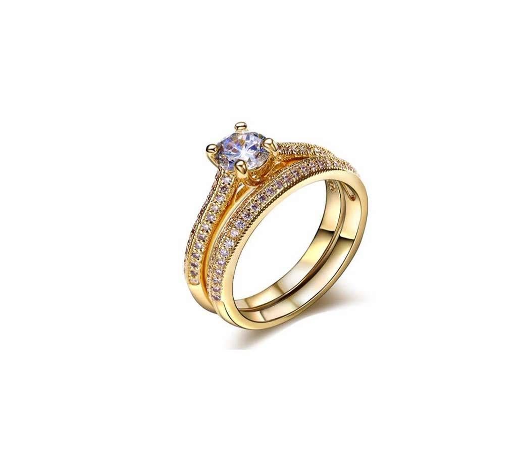 2pcs Crystals gold Zirconia Alloy Ring