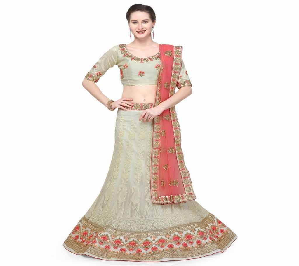 Unstitched Net Embroidered Lehenga Choli 1