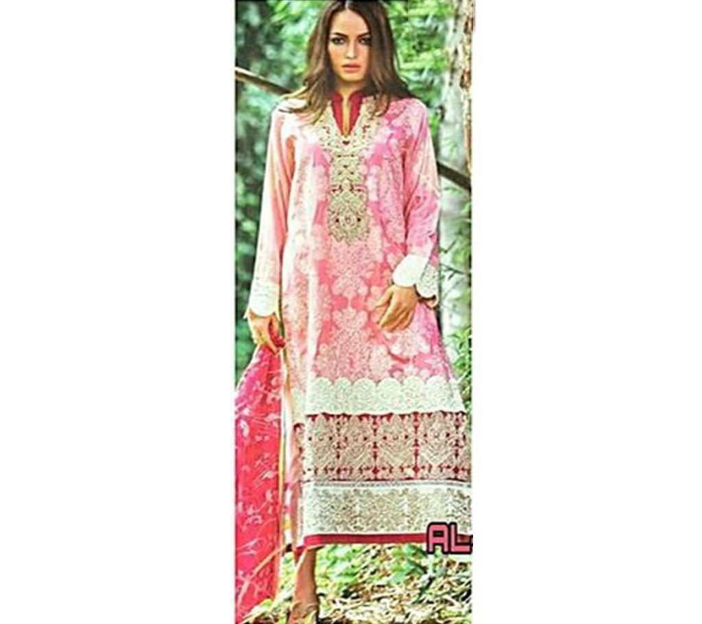 Vintage Al Safa unstitched 3 piece Rose pink with Multi Design