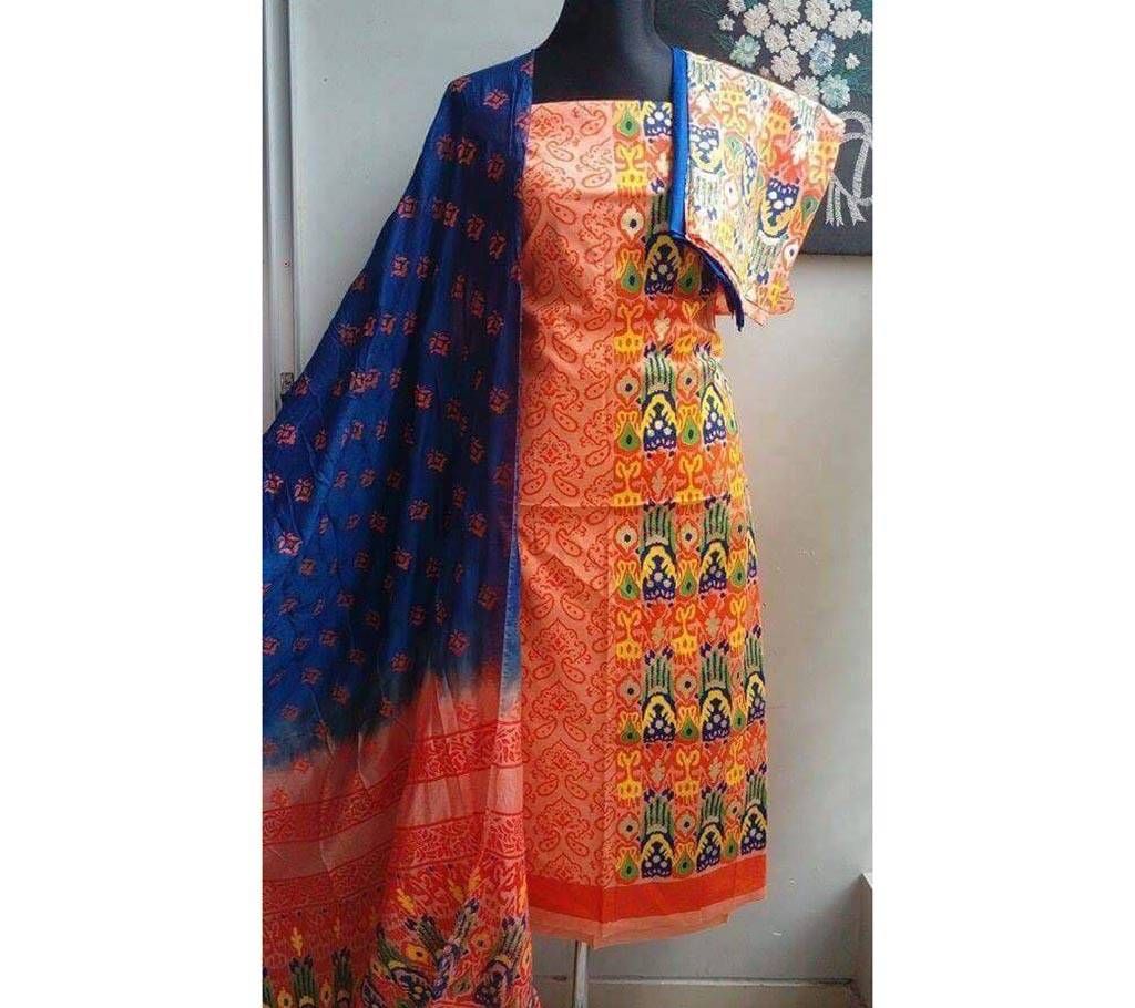 screen printed un stitched cotton dress 