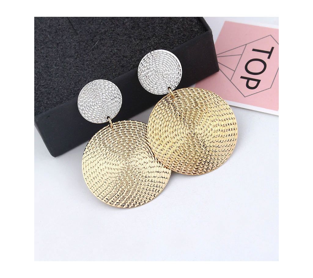 Geometric Square Round Coin Earrings