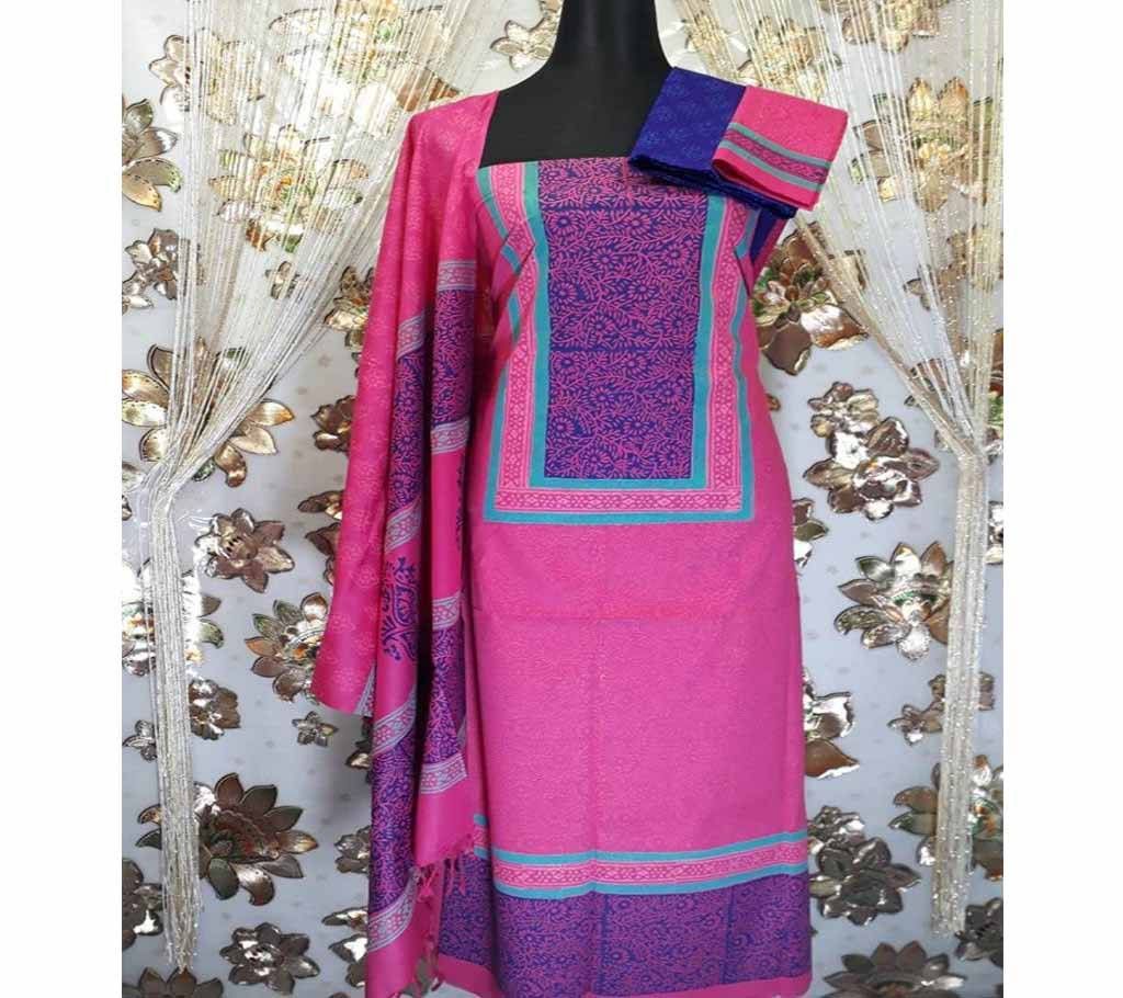 Unstitched Stylish Regular Design Pure Cotton Print Three-Pcs