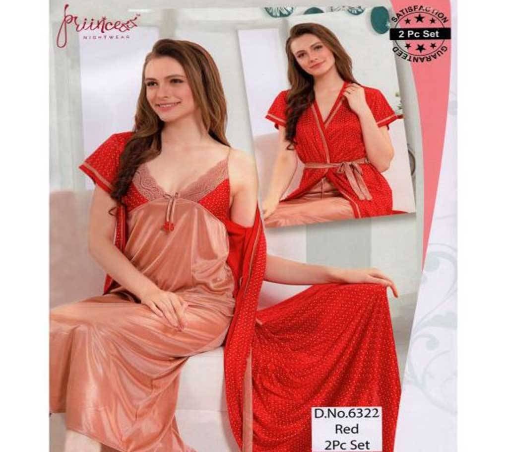 Fashionable Two Part Nighty-6322 Red