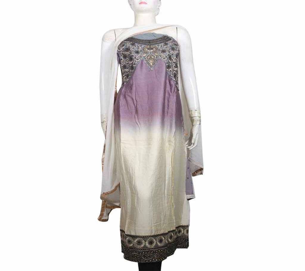 Unstitched Cotton embroidered Three-Piece