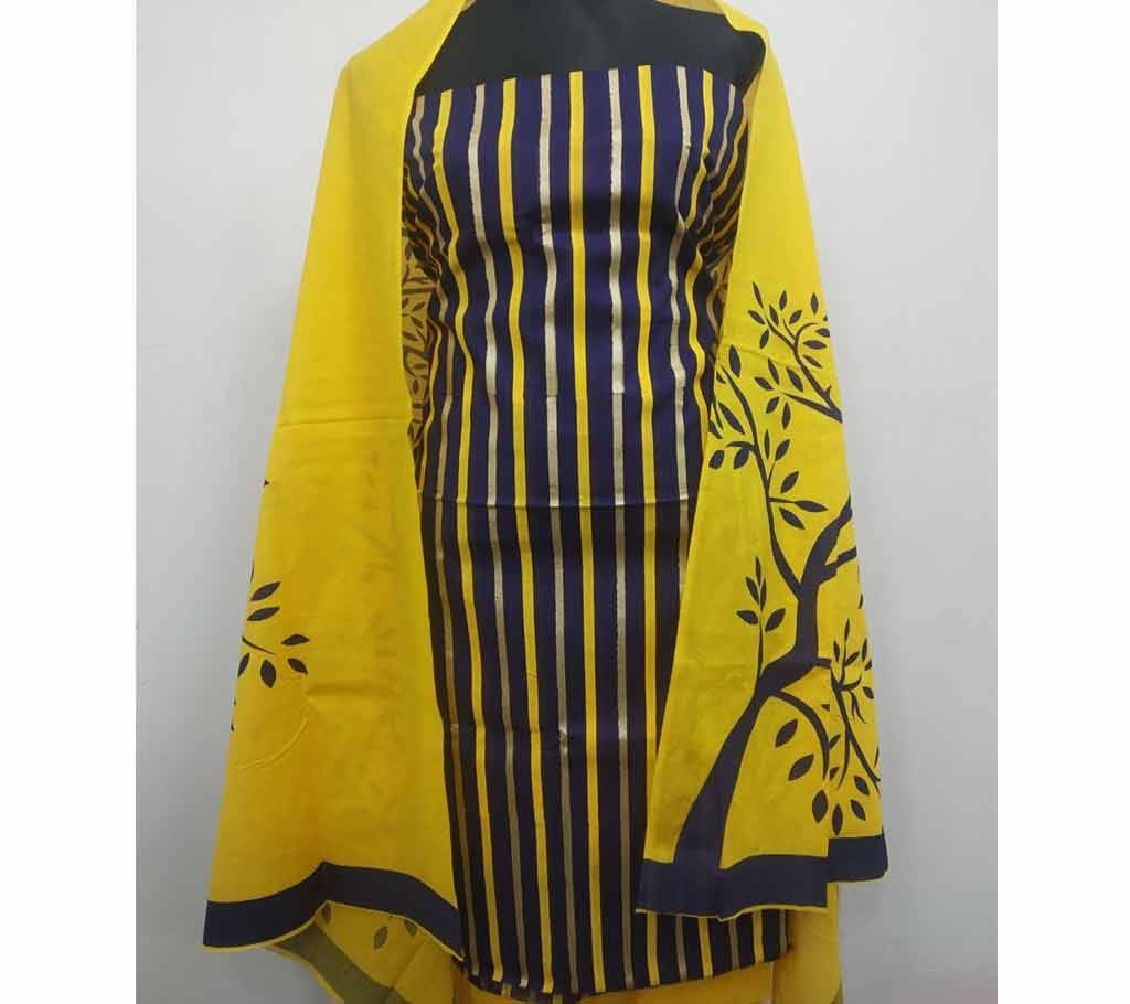  Unstitched Skin Print Salwar Kamiz Multi Stripe Three Piece 