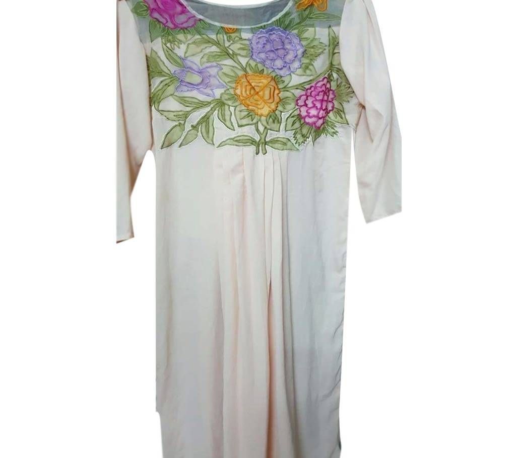 Unstitched muslin embroidery kurti (1 piece kameez free size)