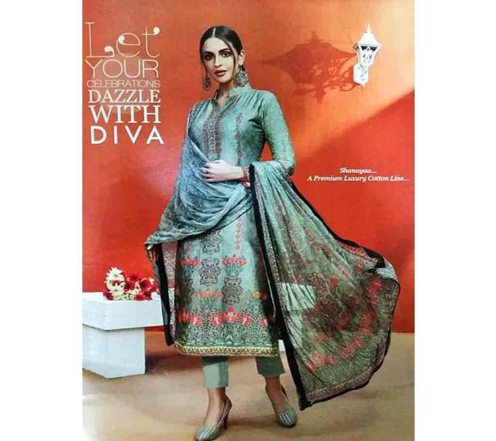Unstitched Cotton 3 Piece-Aanzara Shanaya - 02
