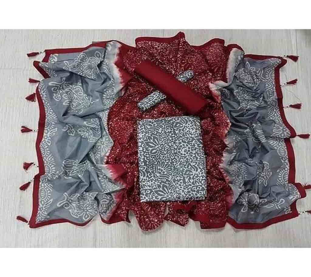 Bexi Voil Leach Vegetable Batik Three Piece For Women-6