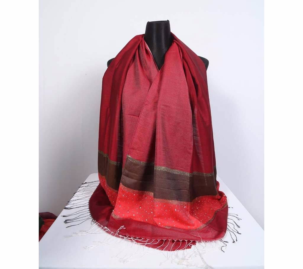 Maroon Pashmina Stone Worked Hijab