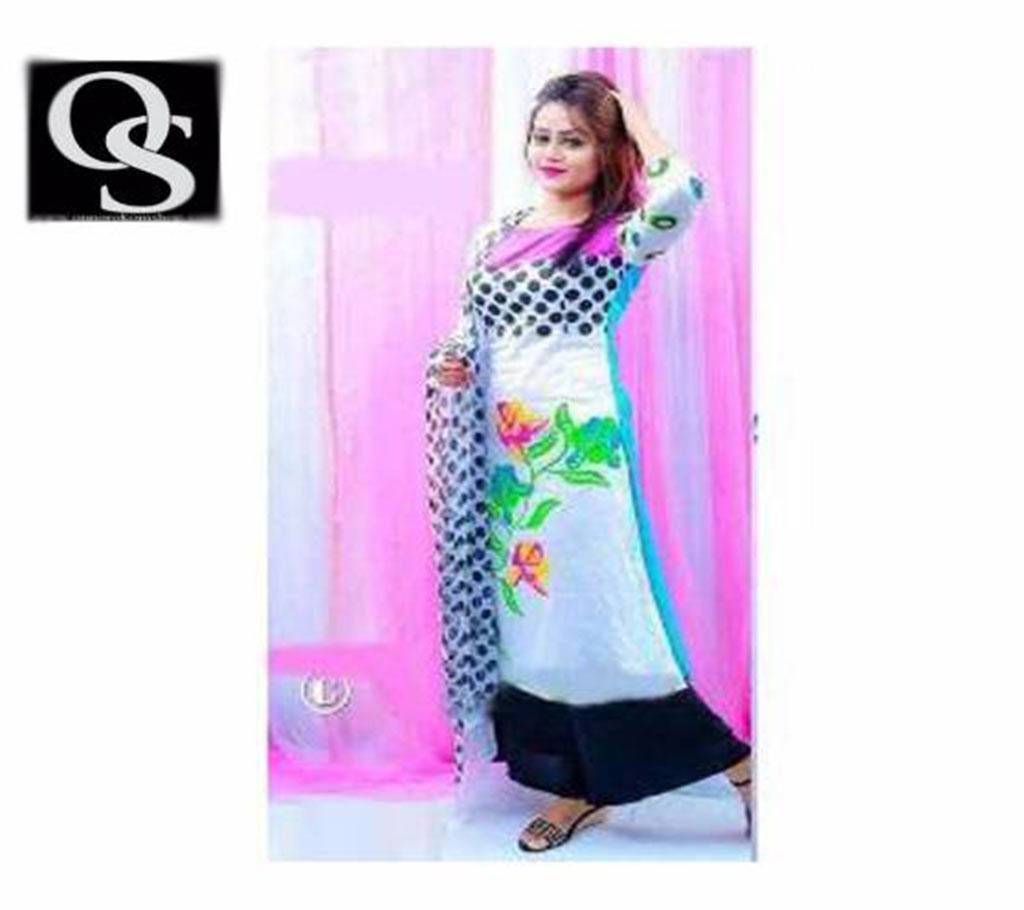 Unstitched Black Printed Cotton Three Piece - Copy
