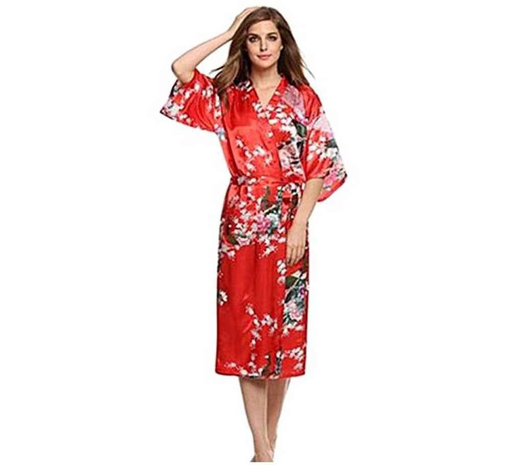 Red Polyester Night Gown for Women