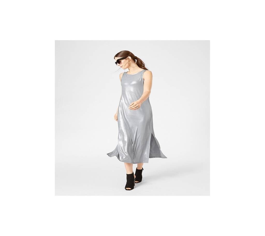 Metal Shiny Silver Party Dress