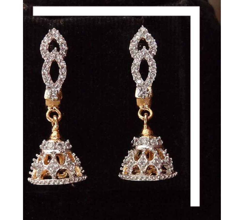 Diamond Cut Stone Setting Jhumka 