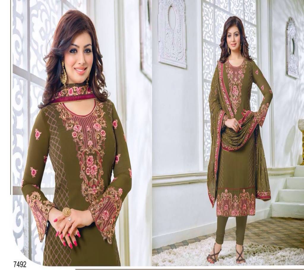 "   Olive color embroidery salwar kameez"