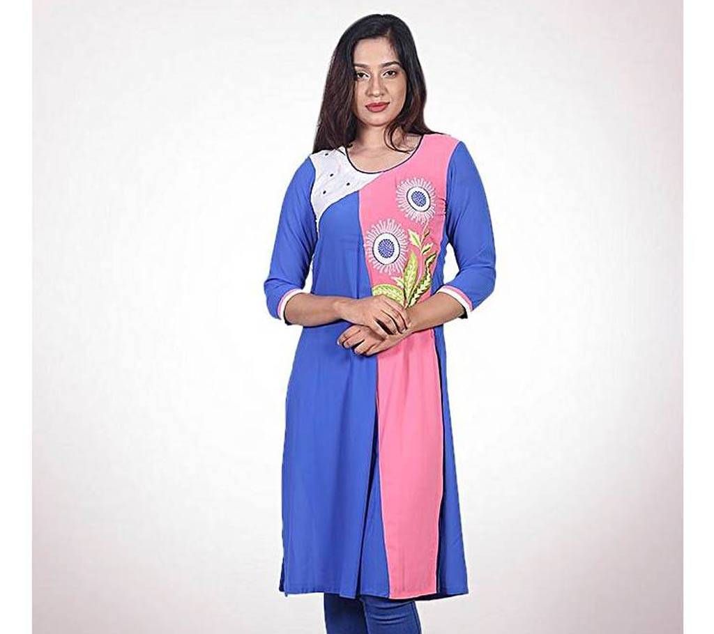 Royal Blue and Hot Pink Georgette Kurti For Women