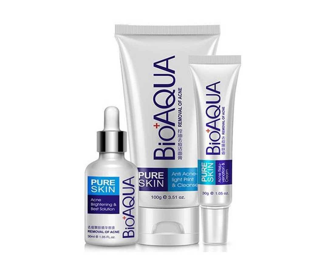 Bioaqua Pure Skin Anti acne skincare set (cream/essence/mask/cleanser) pimple Combo China