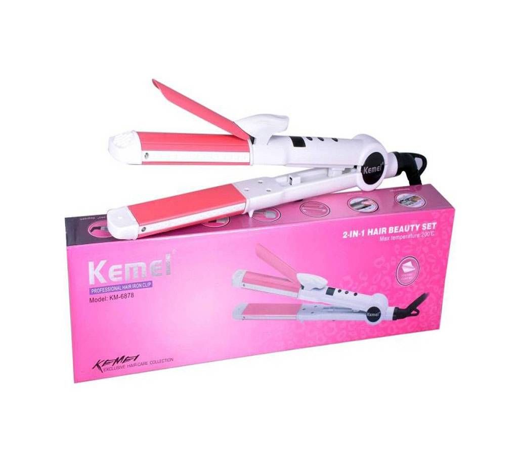 Kemei KM-6878 Professional Hair Straightener Curler And Styler