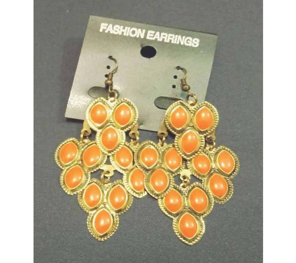 Golden base Orange Color Earring