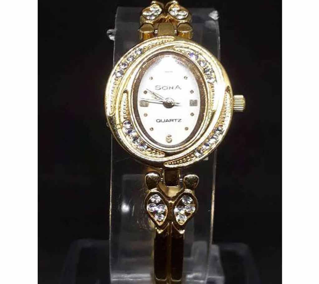 SONA ladies golden wrist watch 