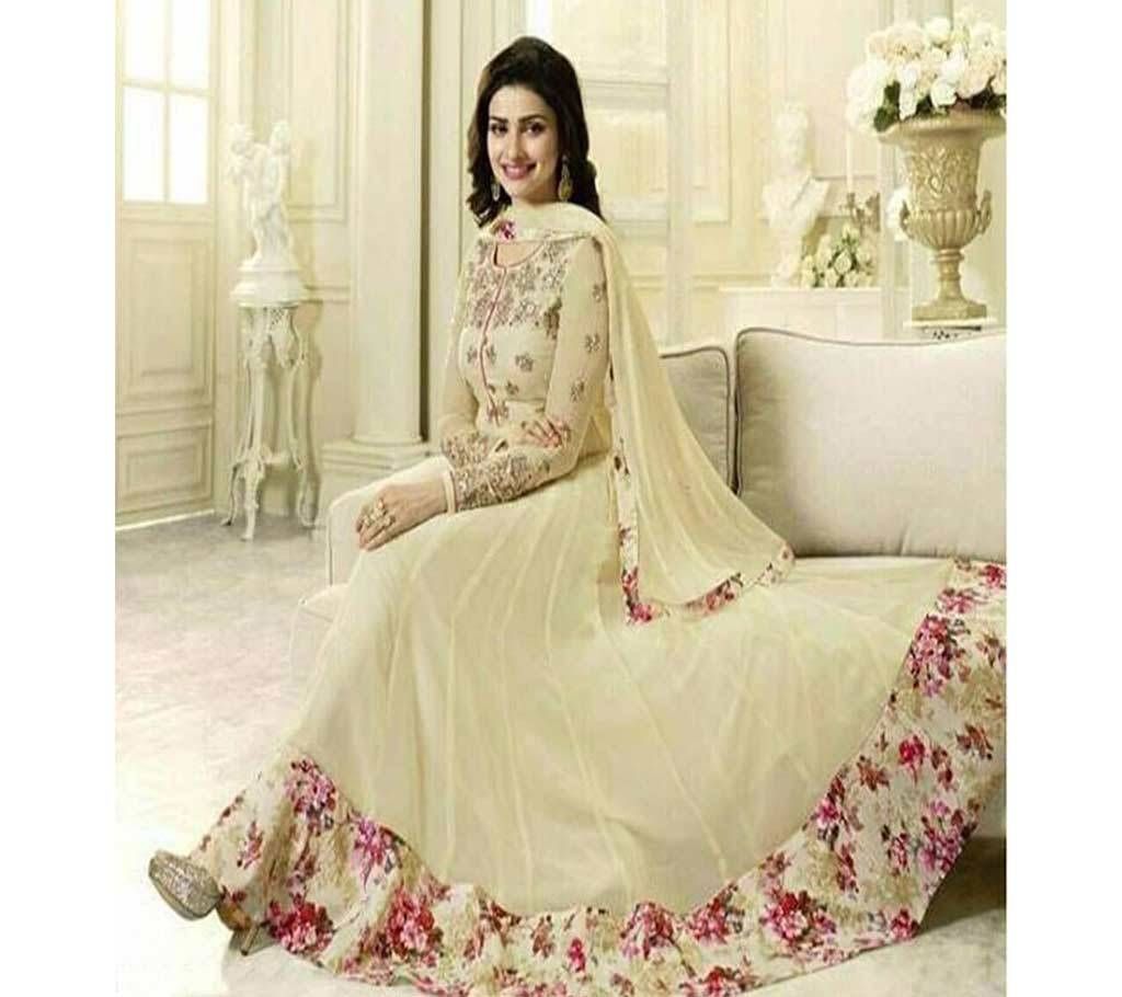 Semi-stitched Georgette Embroidery Long Part Suit