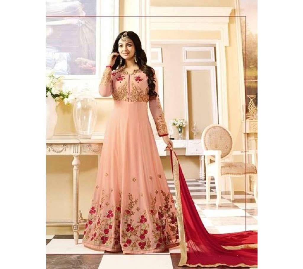 Semi-stitched Embroidery Georgette Gown