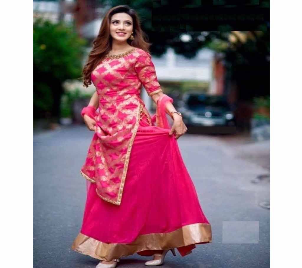 pink georgette un-stitched Scart model salwar kameez suits