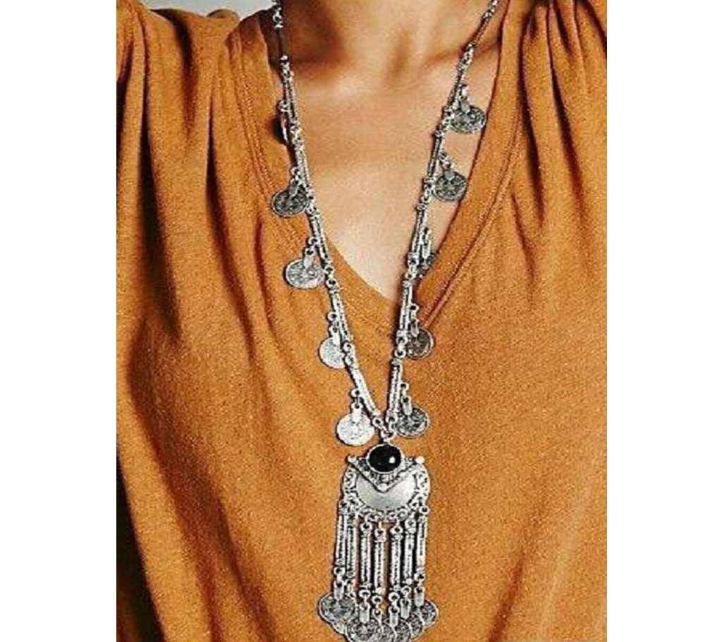 Silver Chain Gypsy Ethnic Tassel Necklace