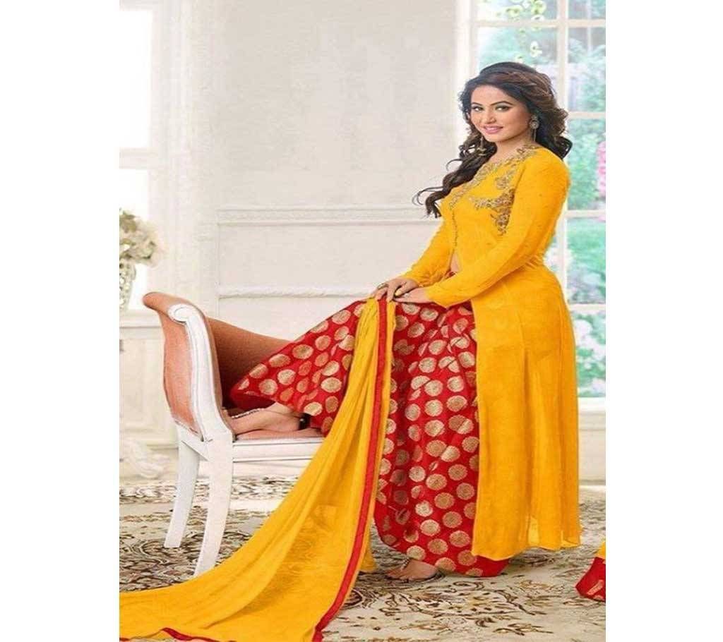 Unstitched Embroidery Soft Georgette Gown