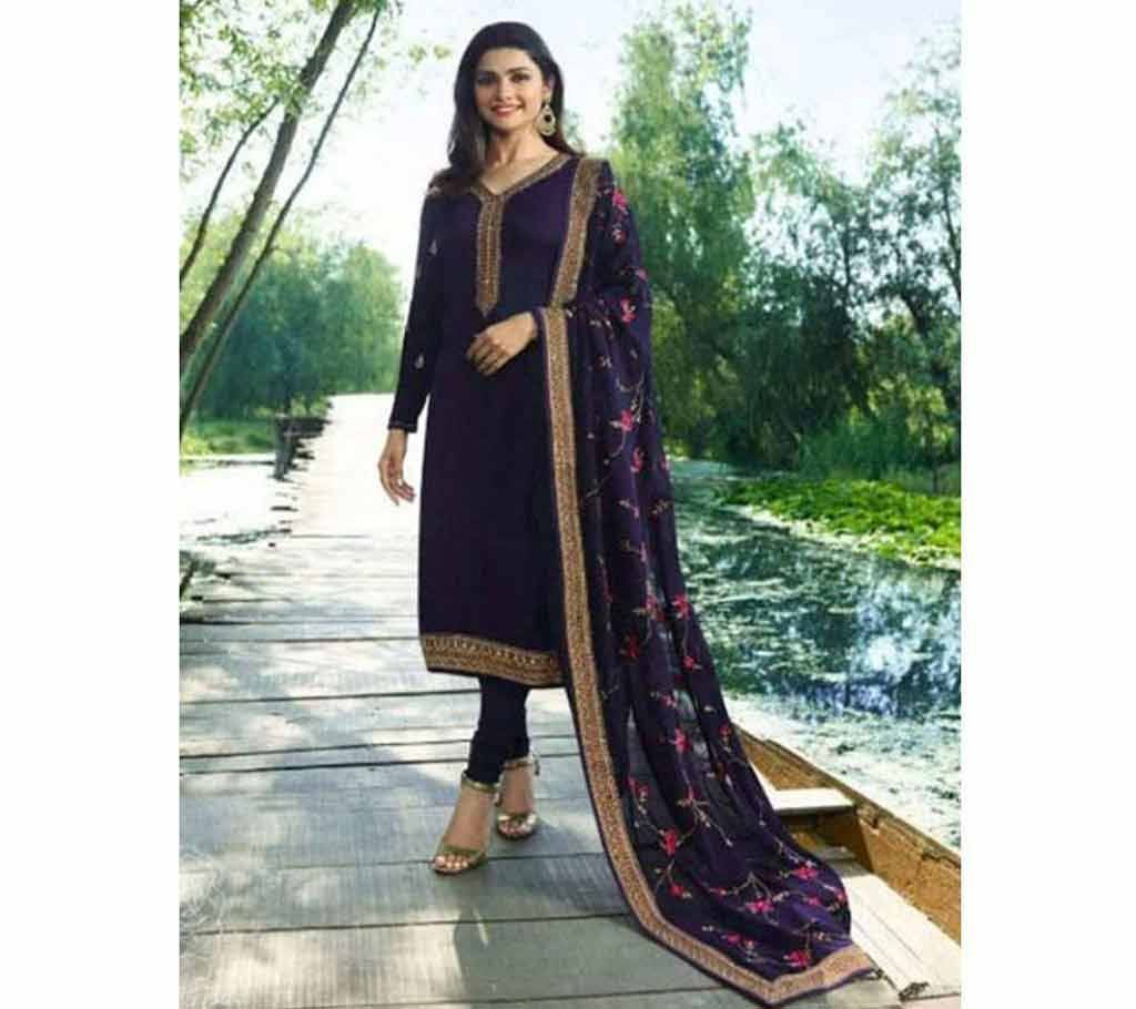Un-stitched 3pc - India Catalog Bangladeshi Copy - Blue - DNO2046