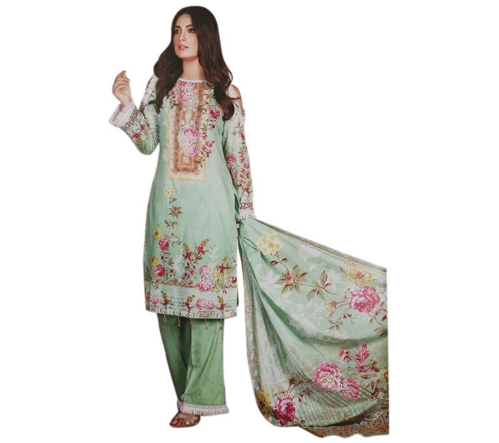 Unstitched Cotton Pakistani Lawn Three-Piece