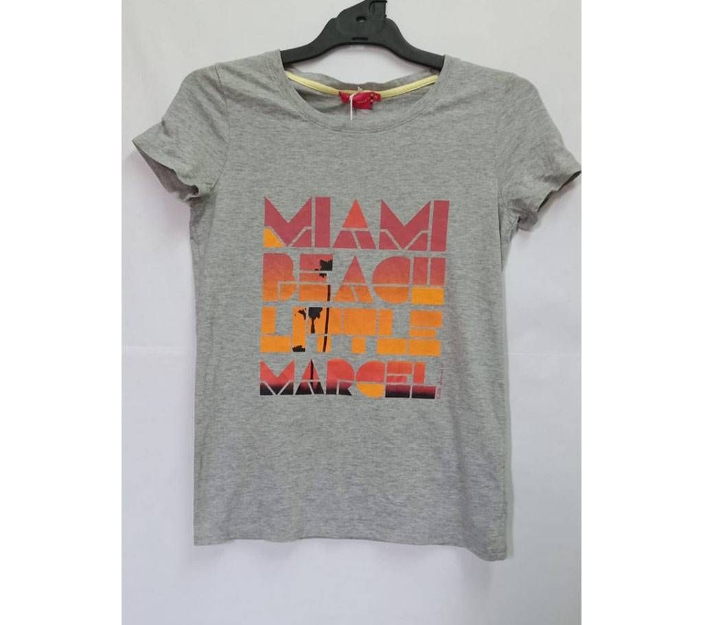 Ladies Printed Fancy Branded T-Shirt Deep Gray