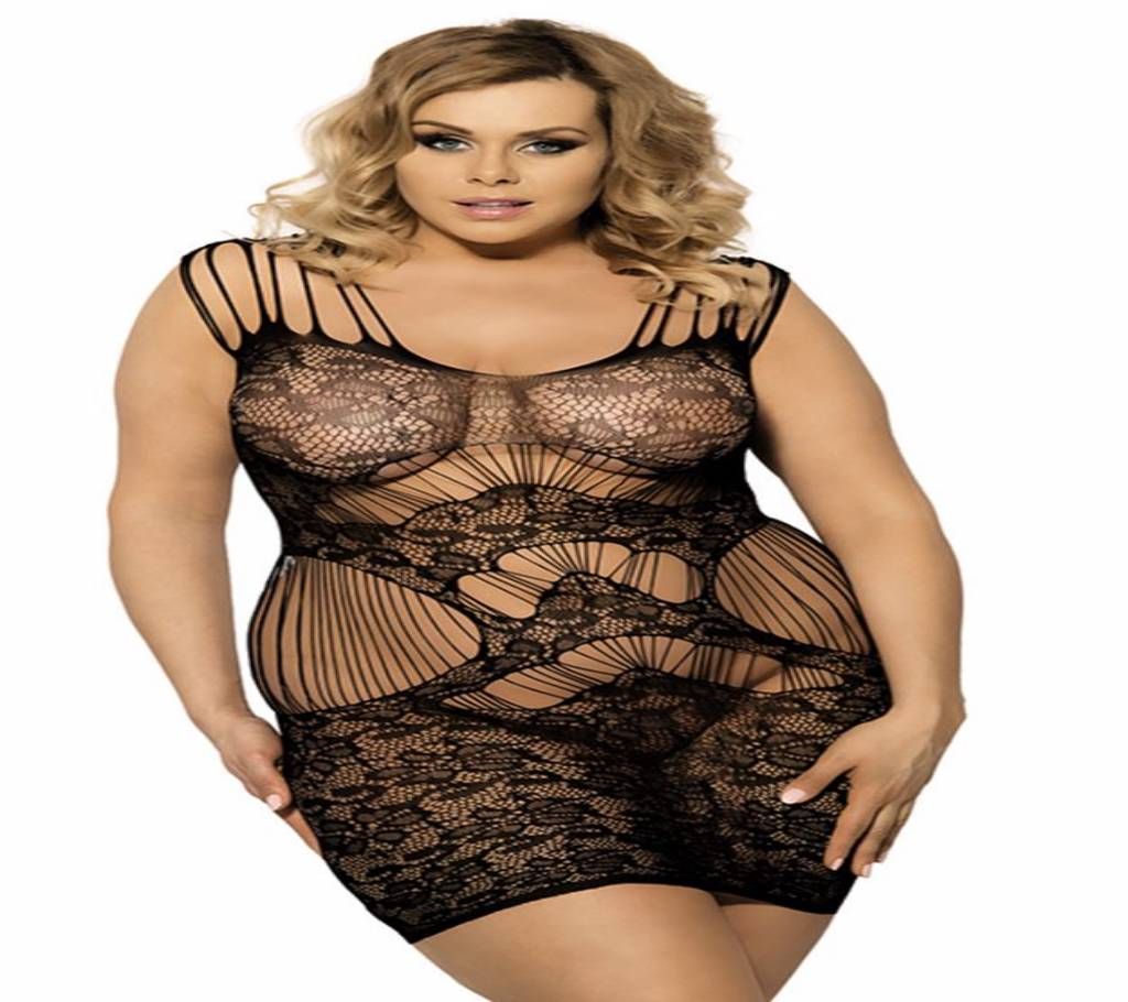 Black Nylon and Spandex Bodystocking for Women