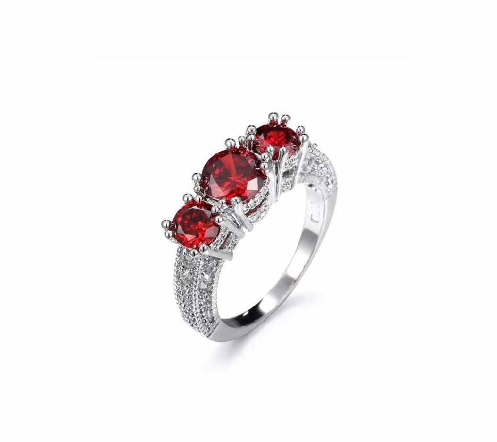 Cubic Zirconia Red stone Ring For Women