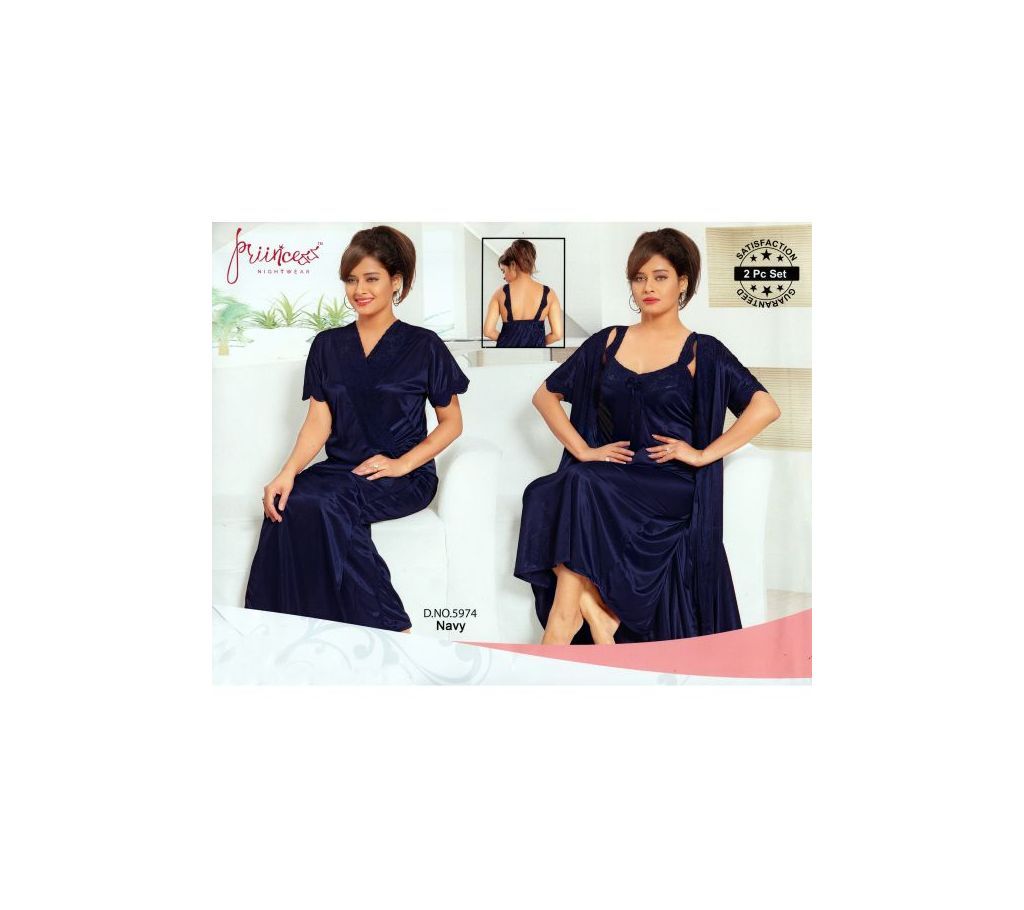 Fashionable Two Part Nighty-5974 Navy