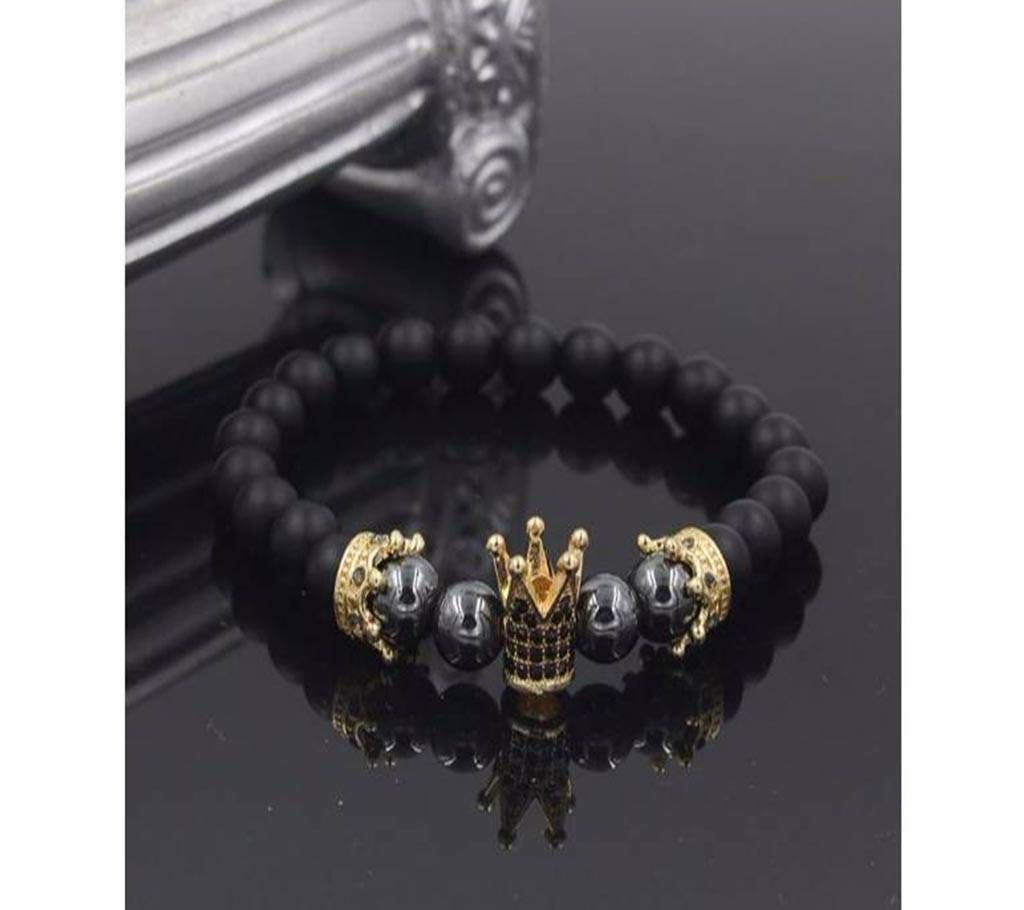 Unisex Crown elastic thread lava Stone bead Bracelets