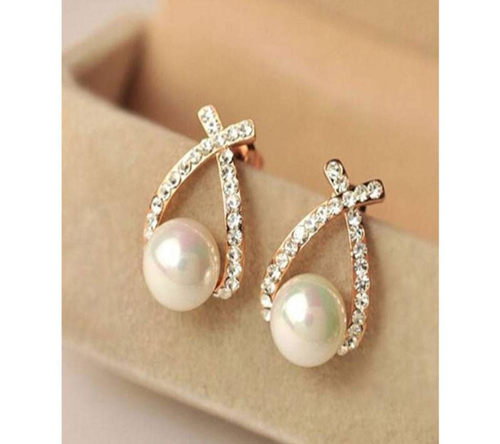 Cross Brincos Simulated-pearl Earrings